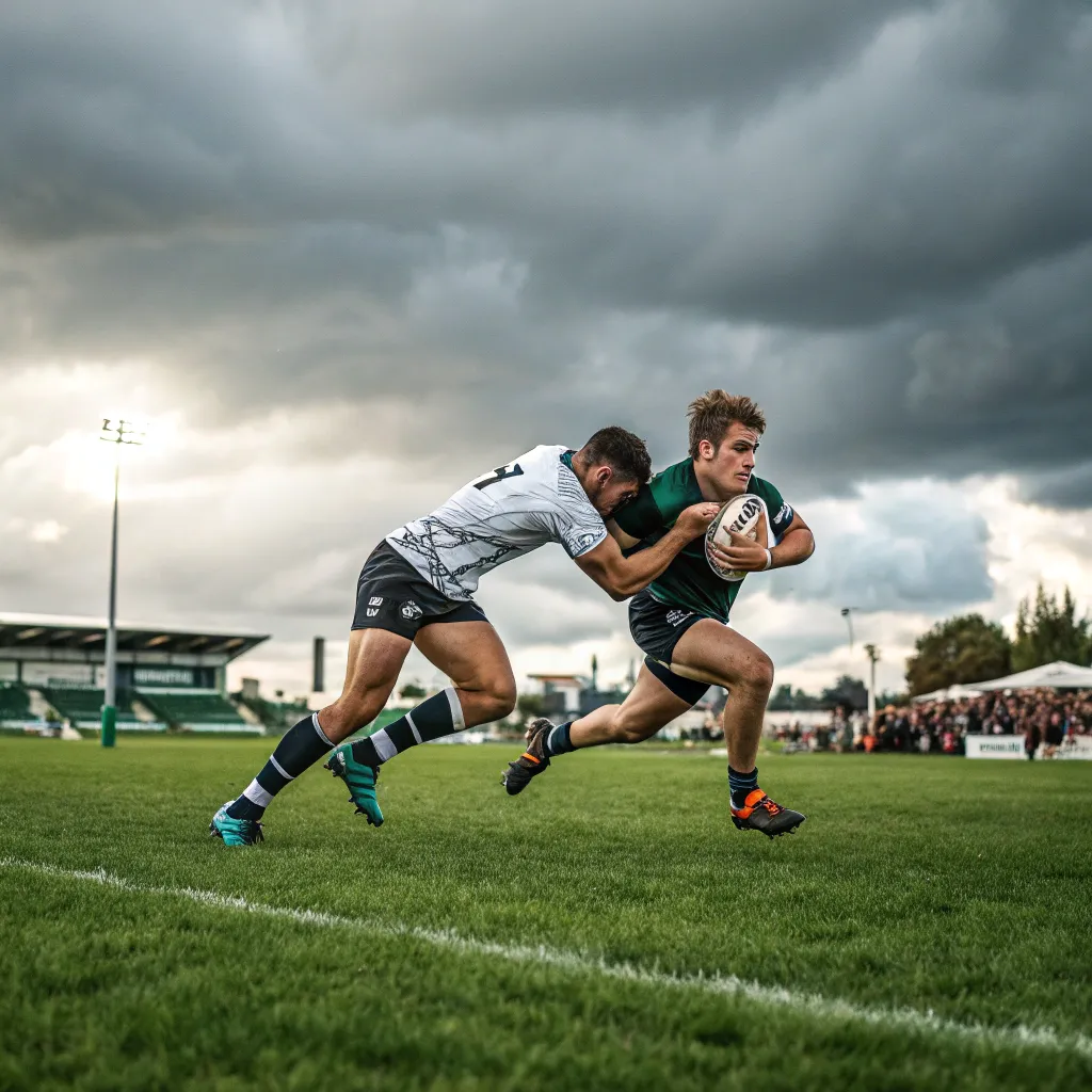 Rugby players in action